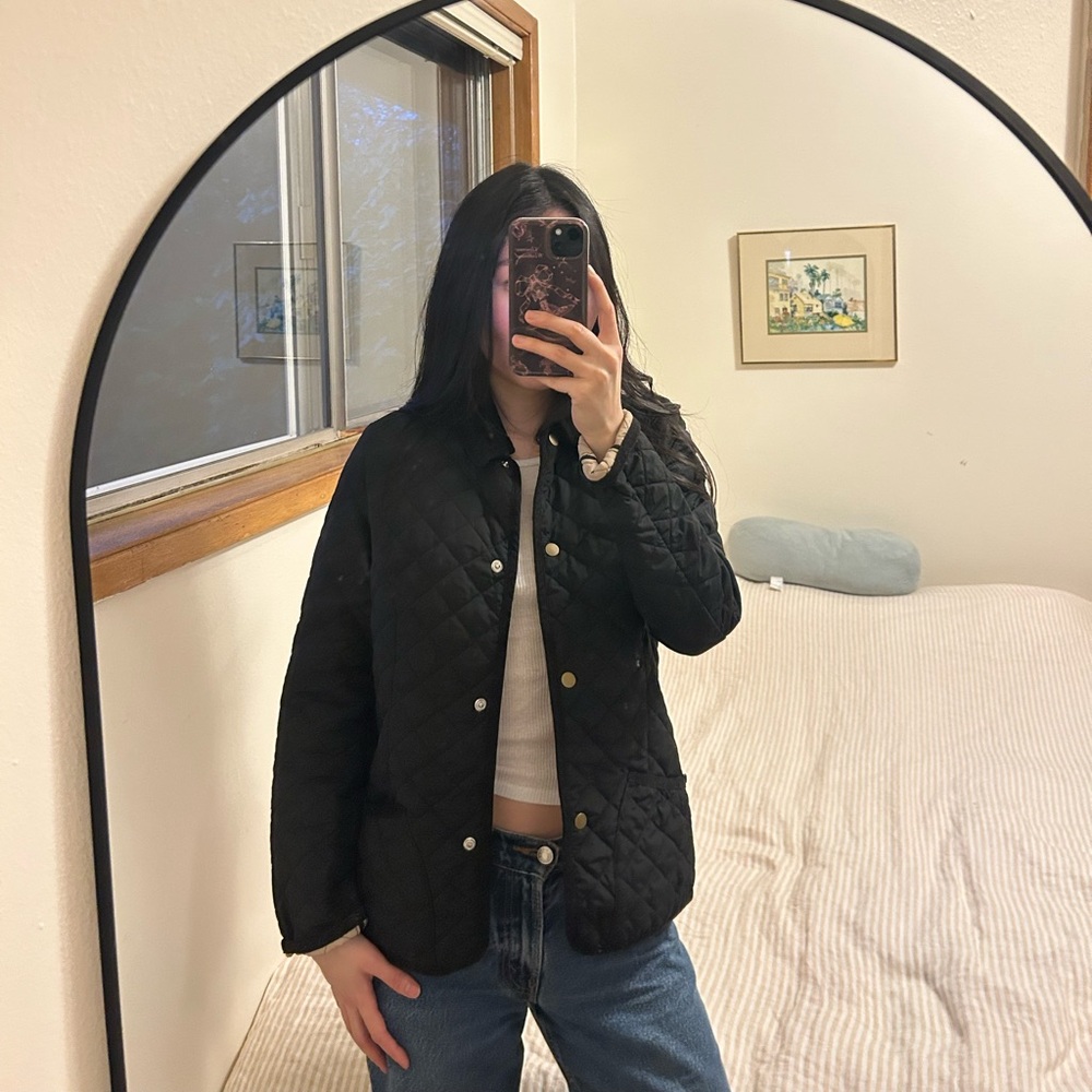 Vintage Old Navy Quilted Black Jacket with Collar